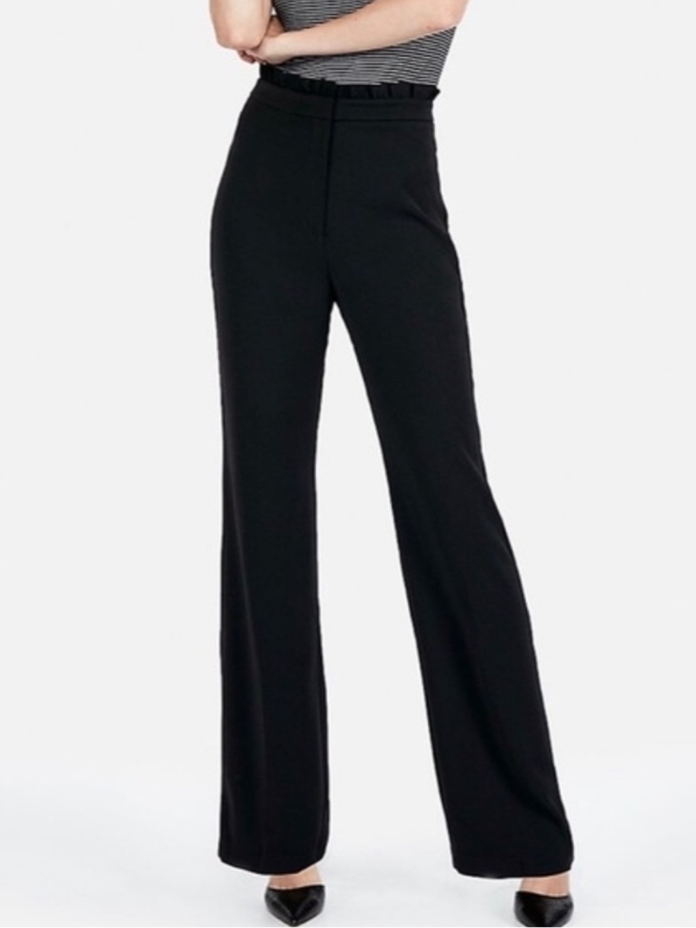 EXPRESS Super High Rise Wide Leg Ruffle Waist Business Casual Pants Size 10R